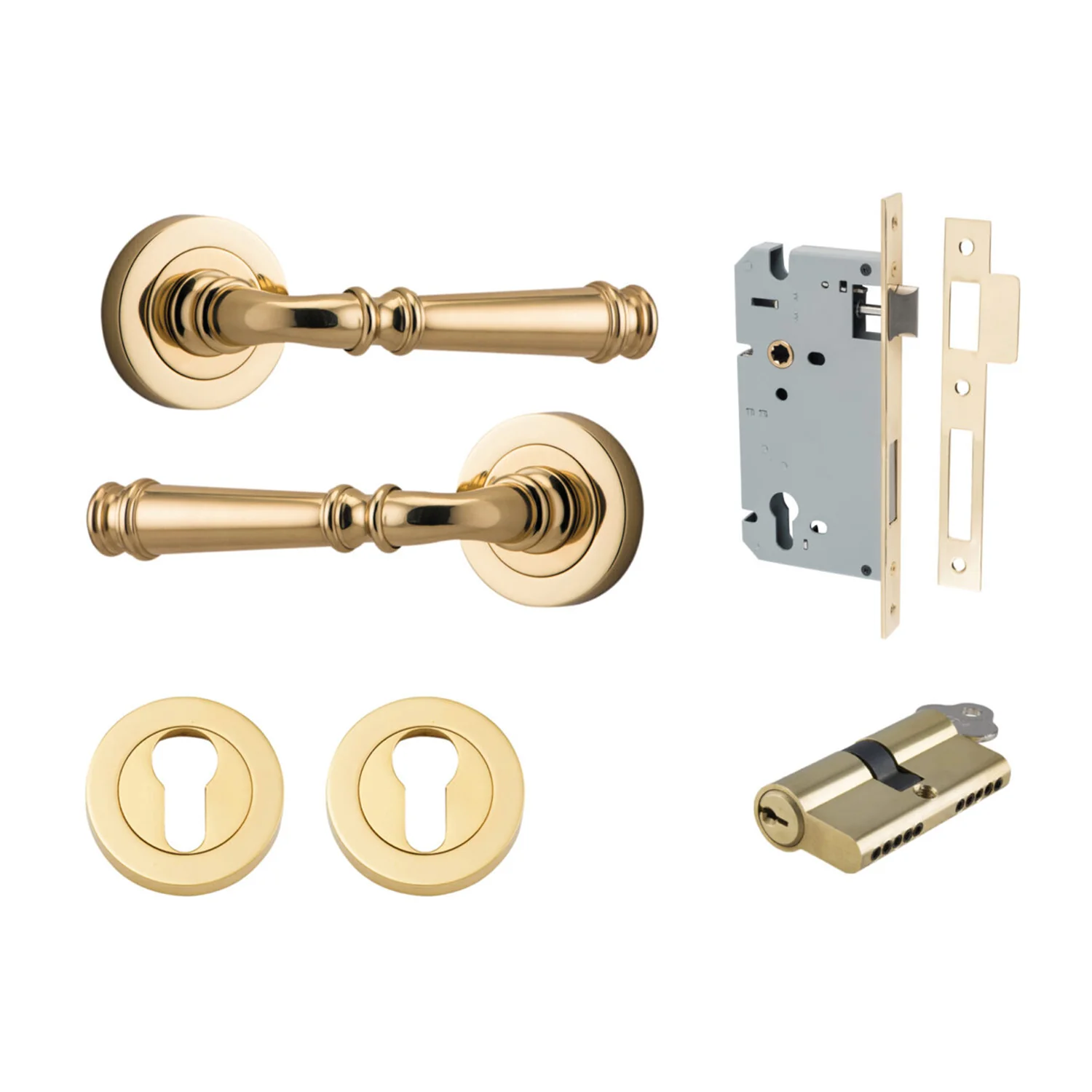 Iver Verona Door Lever on Round Rose Entrance Kit Key/Key - Available in Various Finishes - Image 11