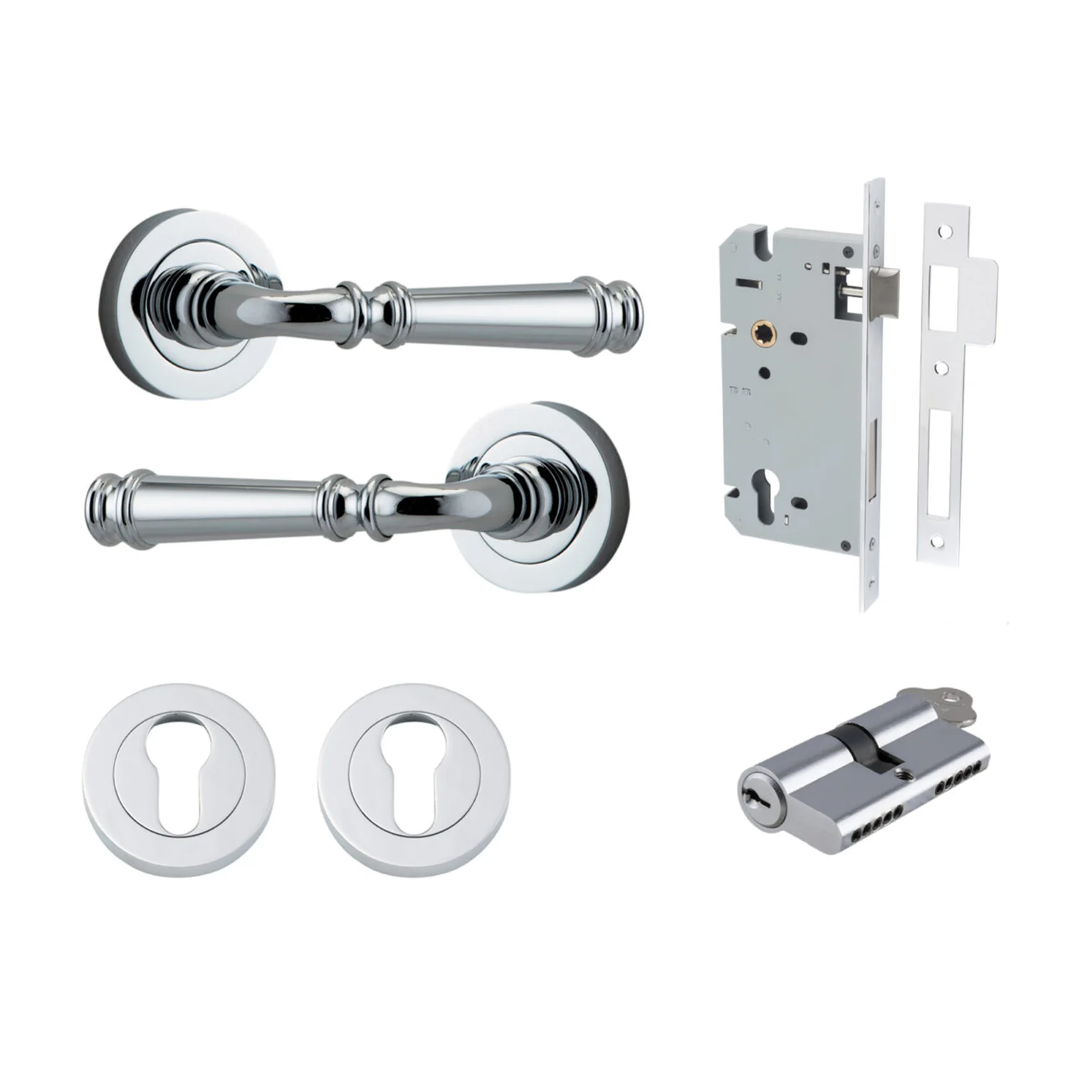 Iver Verona Door Lever on Round Rose Entrance Kit Key/Key - Available in Various Finishes - Image 12