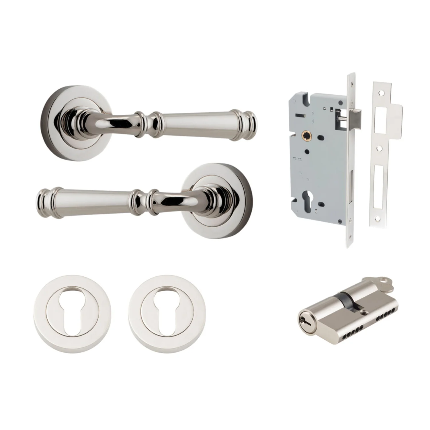 Iver Verona Door Lever on Round Rose Entrance Kit Key/Key - Available in Various Finishes - Image 13