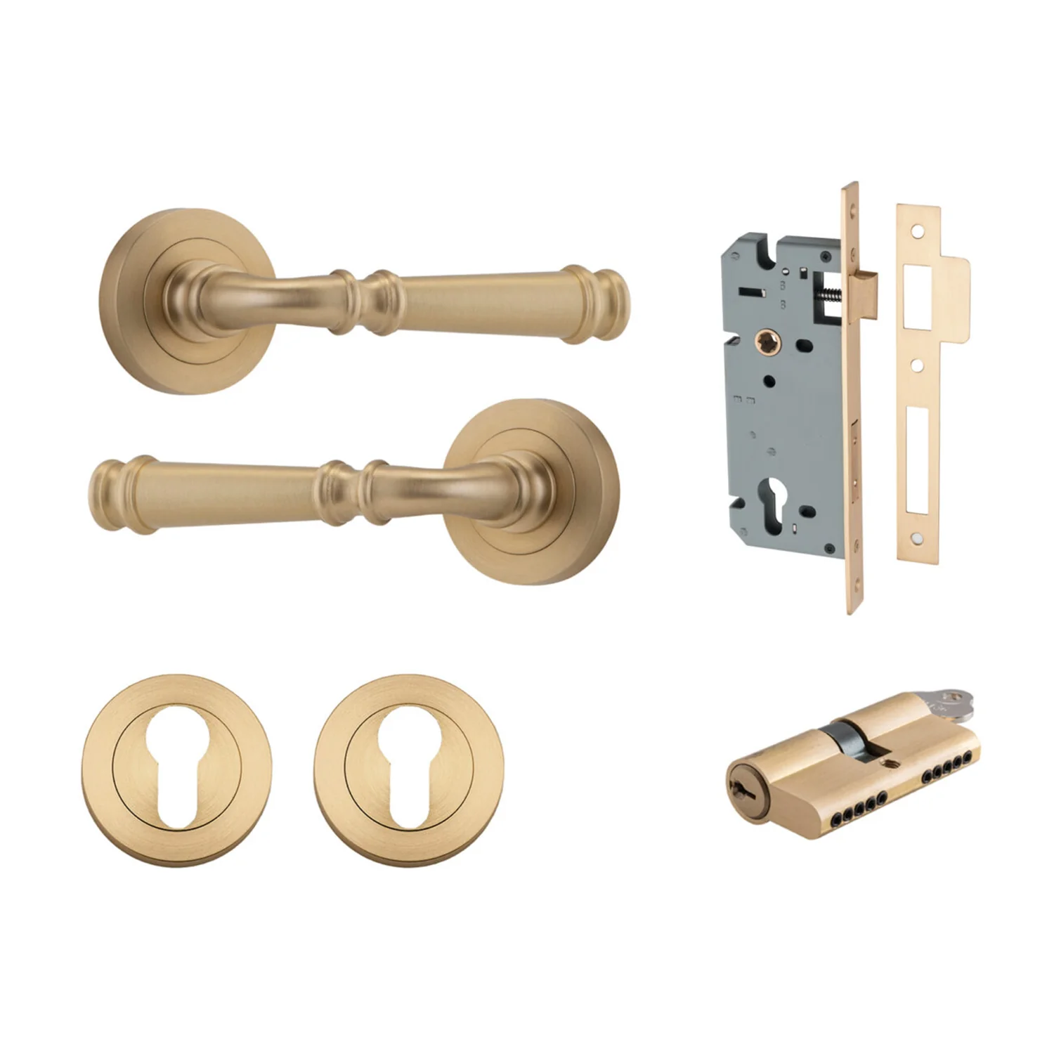 Iver Verona Door Lever on Round Rose Entrance Kit Key/Key - Available in Various Finishes - Image 7