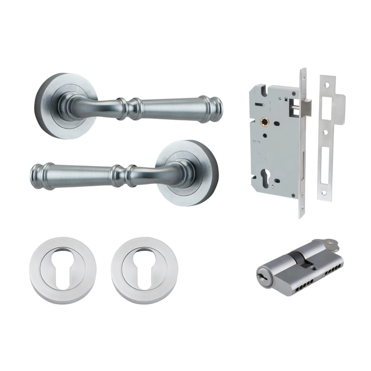 Iver Verona Door Lever on Round Rose Entrance Kit Key/Key - Available in Various Finishes - Image 8