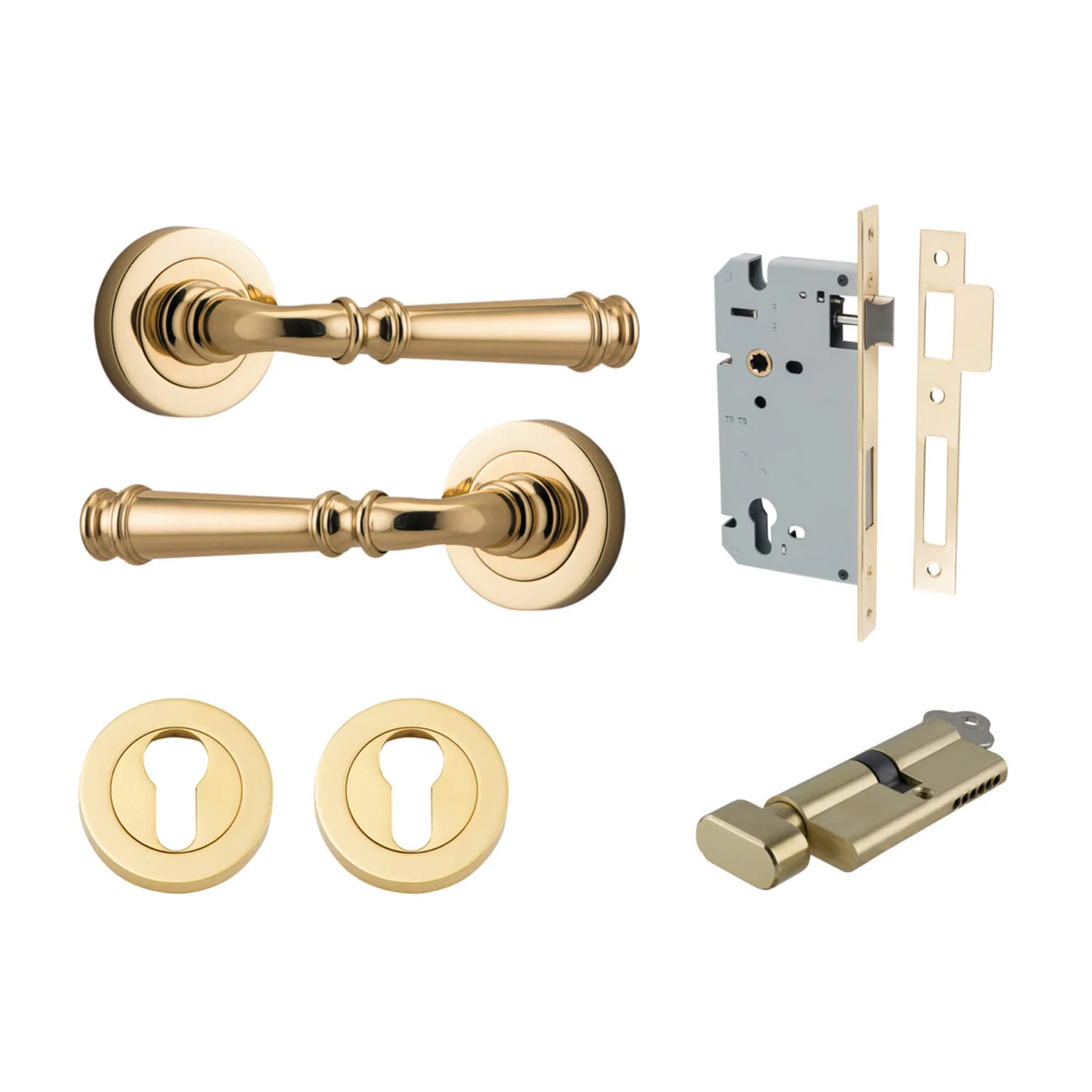 Iver Verona Door Lever on Round Rose Entrance Kit Key/Thumb - Available in Various Finishes - Image 11