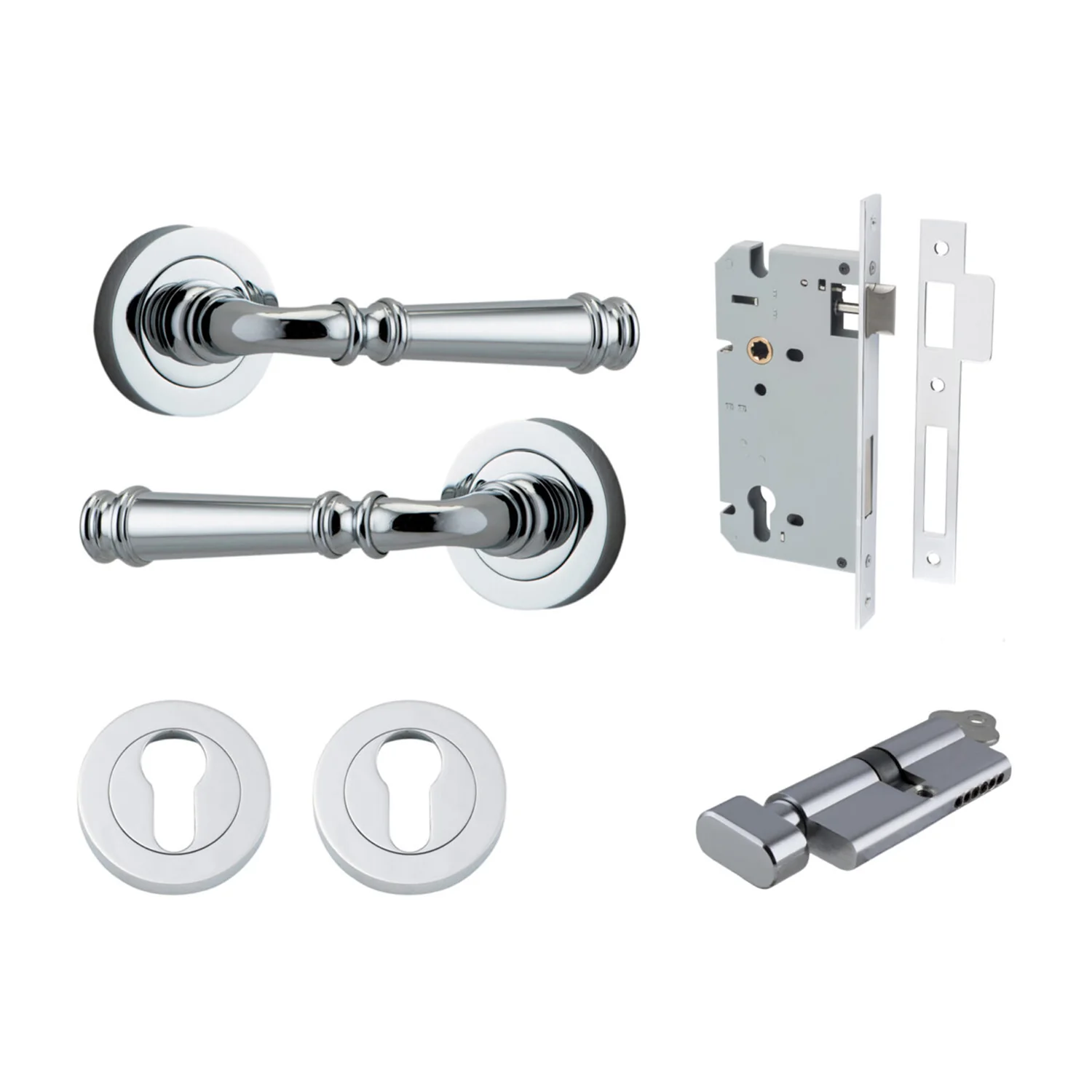 Iver Verona Door Lever on Round Rose Entrance Kit Key/Thumb - Available in Various Finishes - Image 12