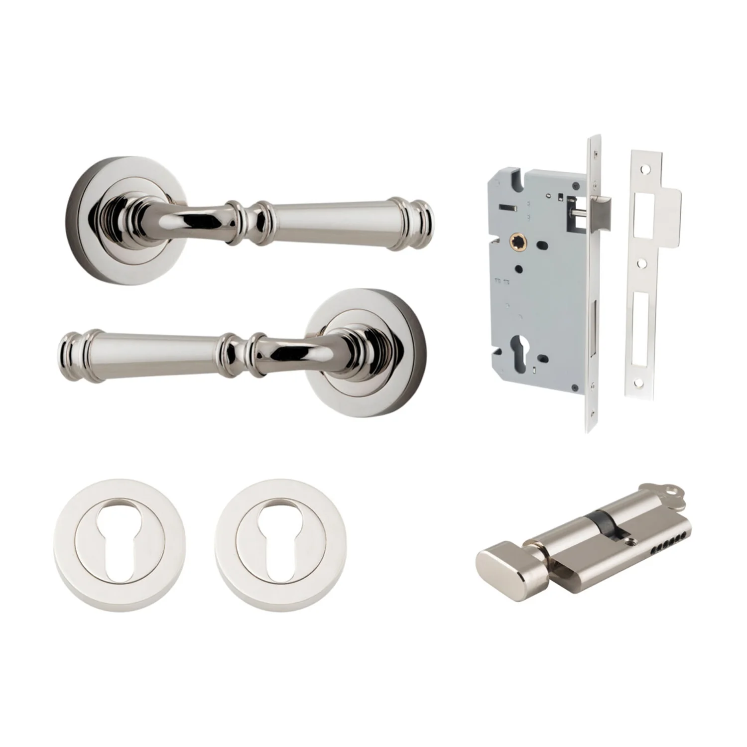 Iver Verona Door Lever on Round Rose Entrance Kit Key/Thumb - Available in Various Finishes - Image 13