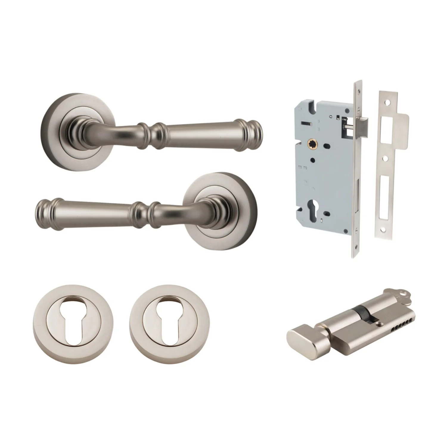 Iver Verona Door Lever on Round Rose Entrance Kit Key/Thumb - Available in Various Finishes - Image 14