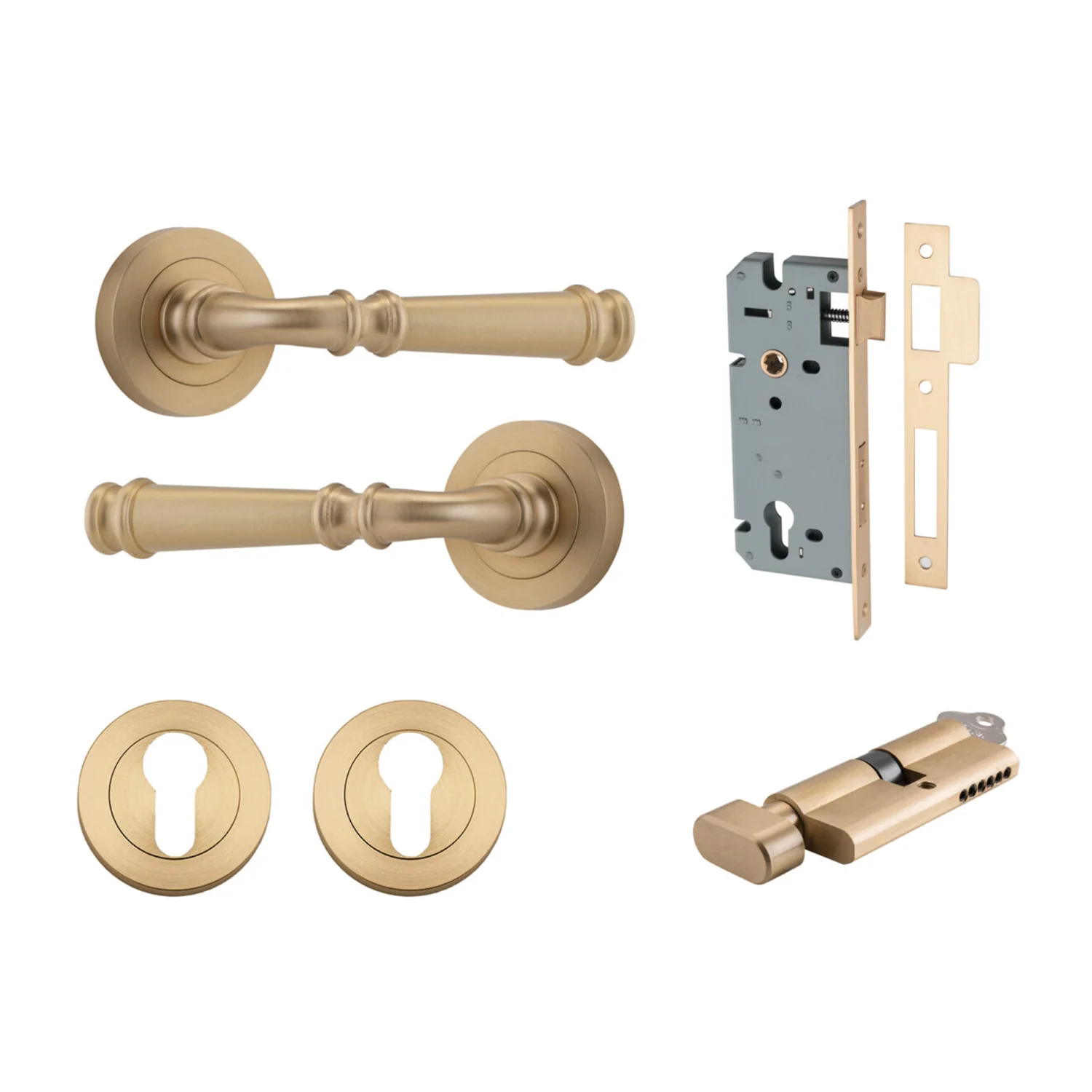 Iver Verona Door Lever on Round Rose Entrance Kit Key/Thumb - Available in Various Finishes - Image 7