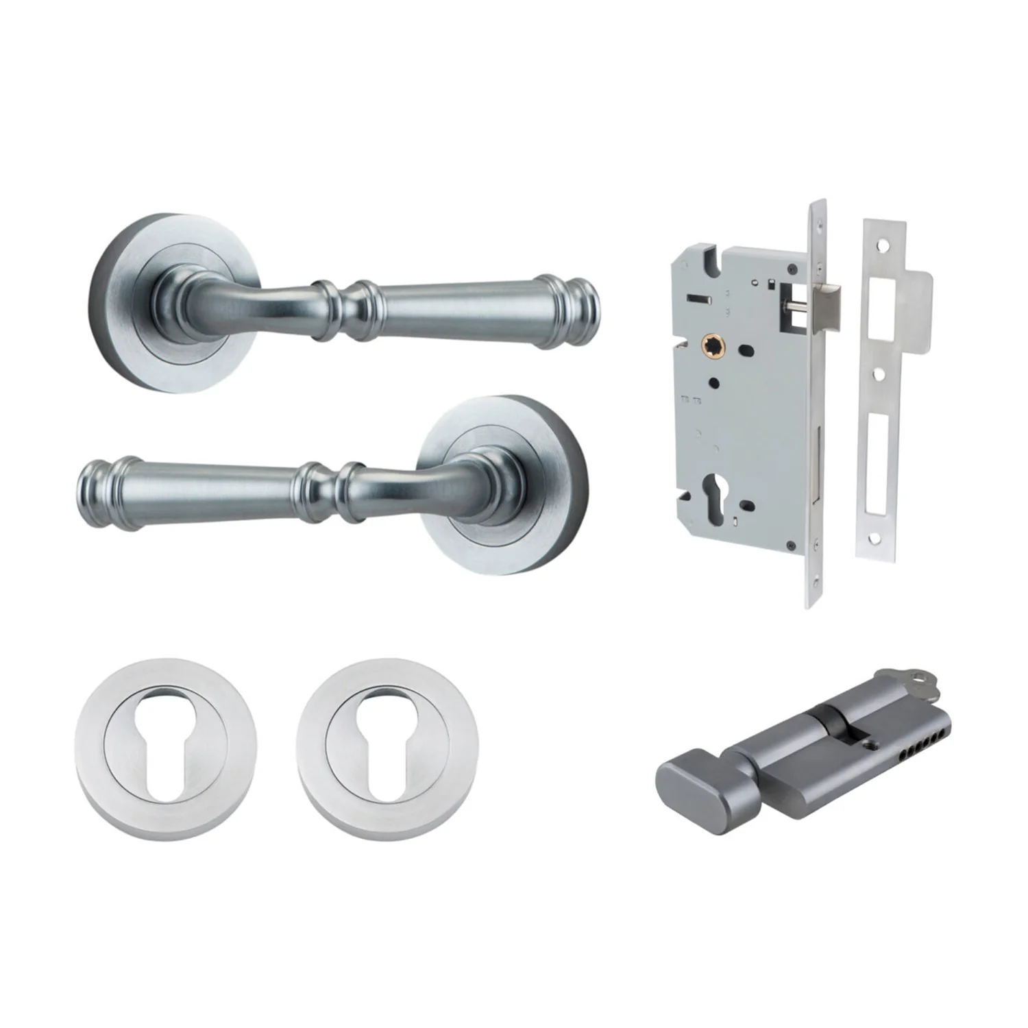 Iver Verona Door Lever on Round Rose Entrance Kit Key/Thumb - Available in Various Finishes - Image 8