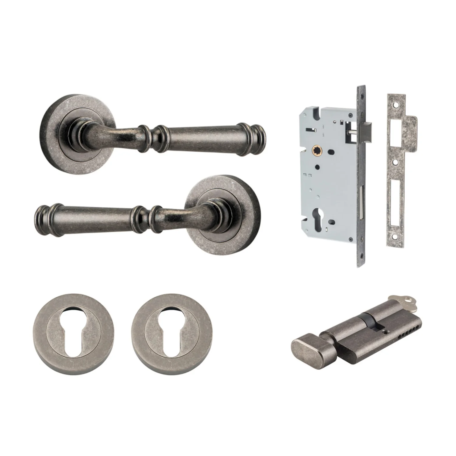 Iver Verona Door Lever on Round Rose Entrance Kit Key/Thumb - Available in Various Finishes - Image 9