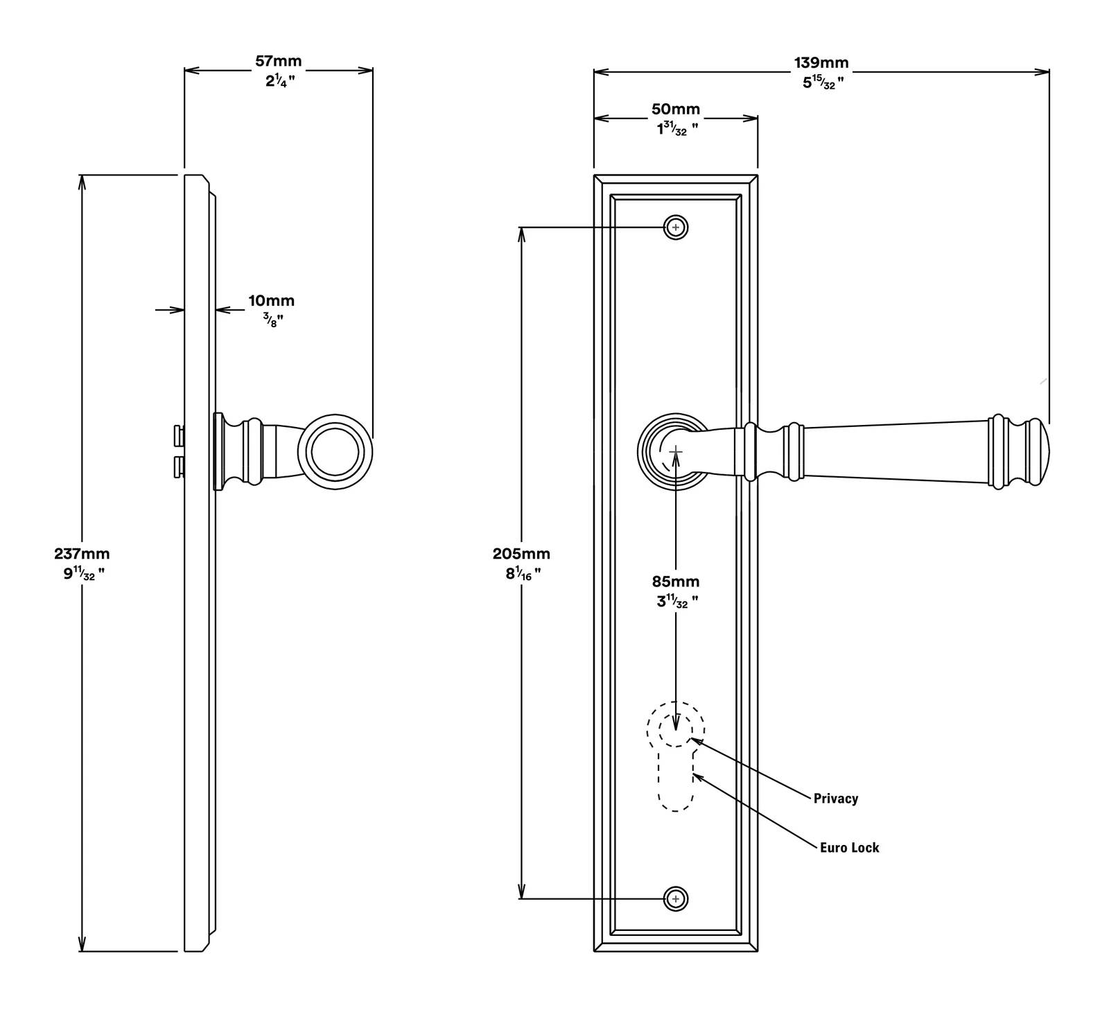 Iver Verona Door Lever on Stepped Backplate Entrance Kit Key/Key - Available in Various Finishes - Image 3