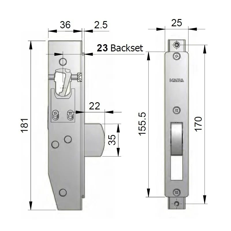 Dormakaba 950L22SCPLC 950 Lock 22mm Bolt Including Case Fixed Escape Turn - Image 3