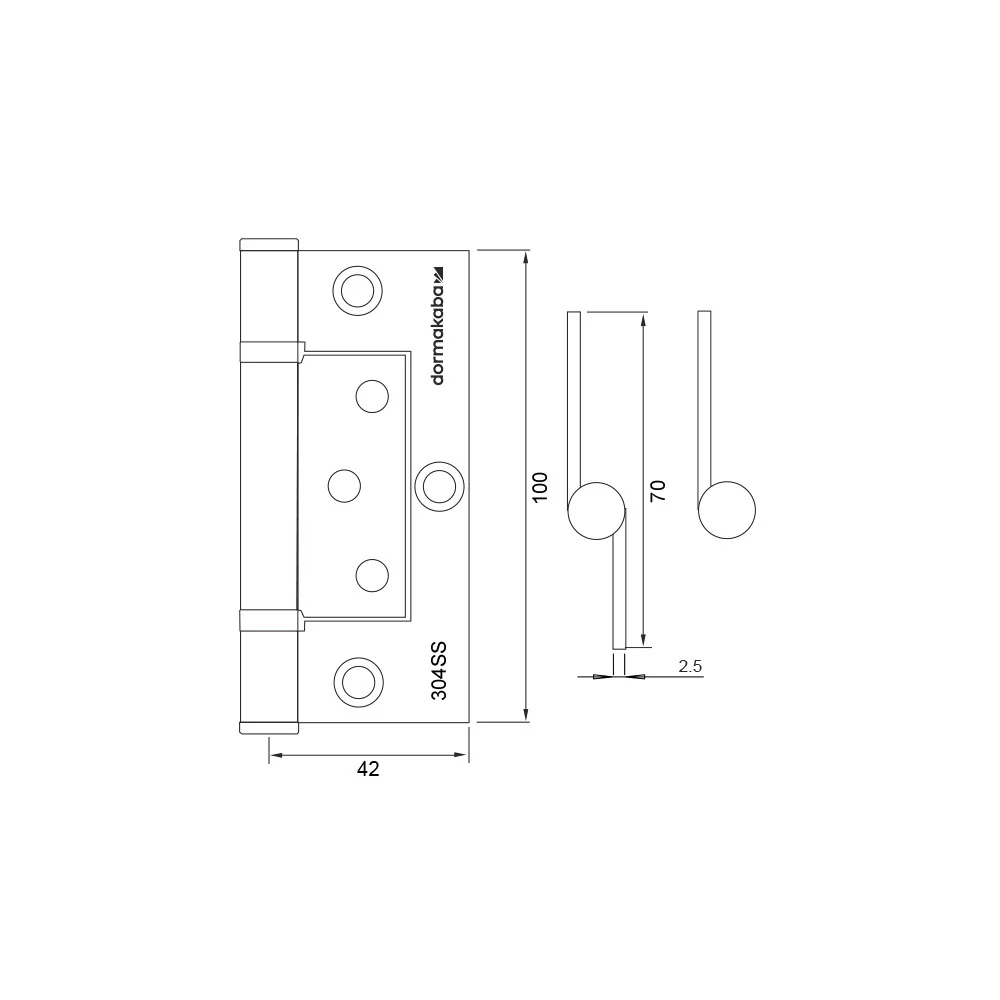 Dormakaba Fast Fix Hinge Timber Fixing 100x70x2.5mm Stainless Steel DKH100/70FF TF SSS - Image 3