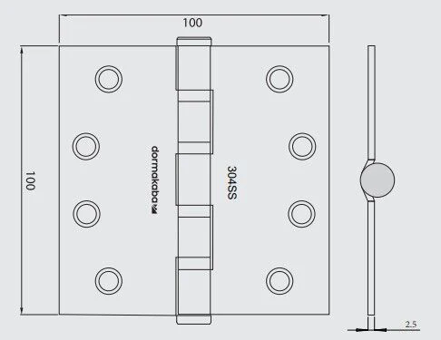 Dormakaba DKH100/100BBSSS Door Hinge 100x100x2.5mm Ball Bearing SSS Fixed Pin - Image 2