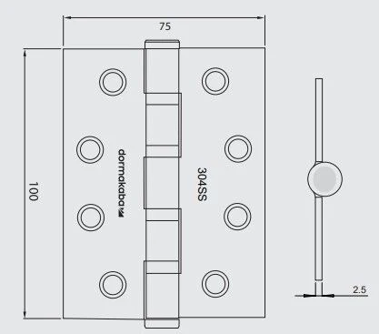 Dormakaba DKH100/75BBSSS Door Hinge 100x75x2.5mm Ball Bearing SSS Fixed Pin - Image 2
