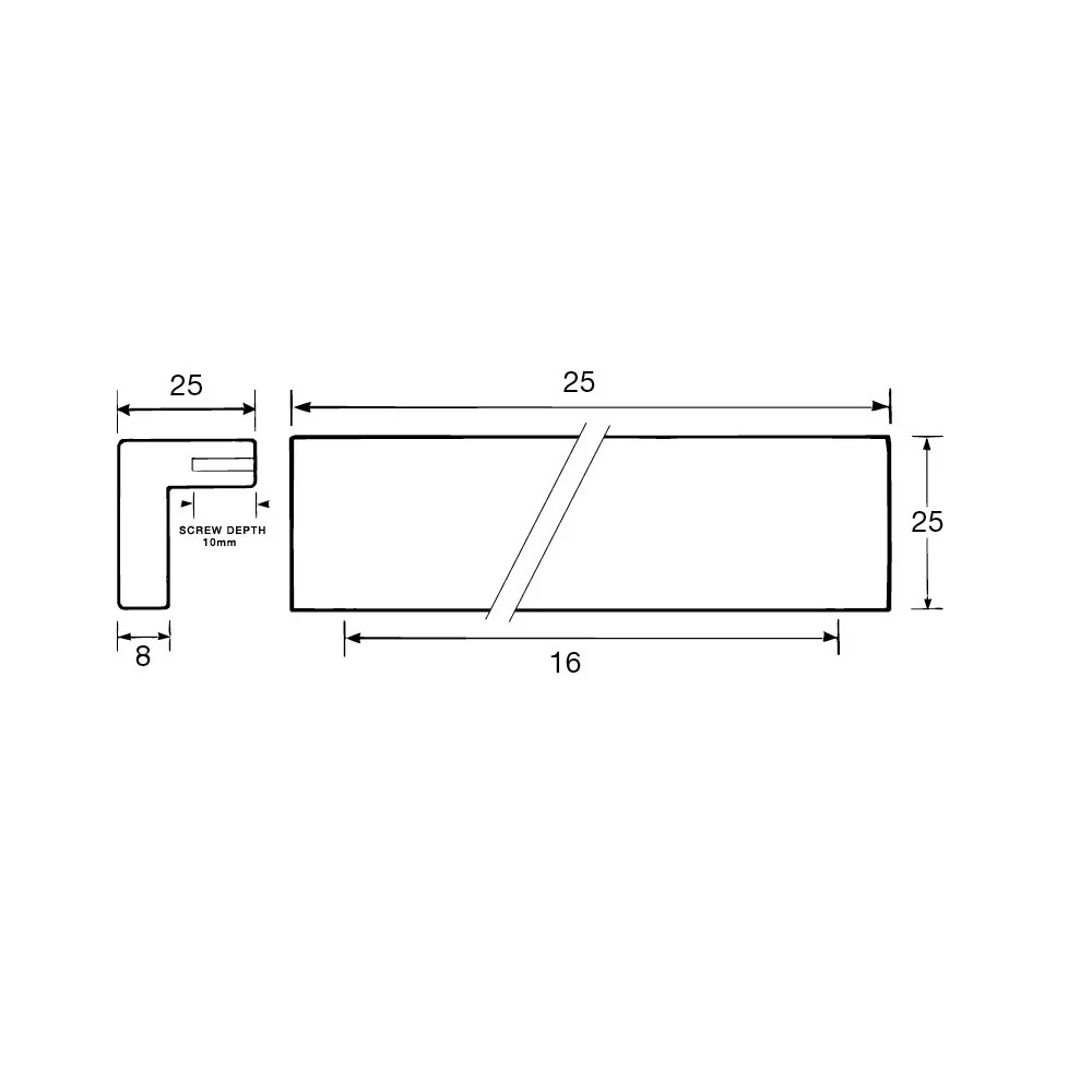 Kethy BH55016SE Rectangular Hook Knob Stainless Effect 16mm - Image 2