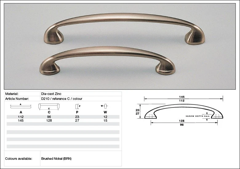 Kethy Cabinet Handle D210 D Series Elegant Die-cast Zinc - Image 2