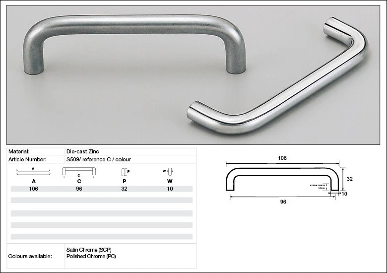 Kethy Cabinet Handle S509 S Series Die-cast Zinc - Image 2