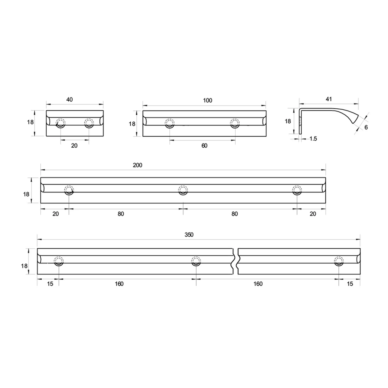 Kethy DL419 Fornel Curved Edge Pull - Available In Various Finishes and Sizes - Image 2