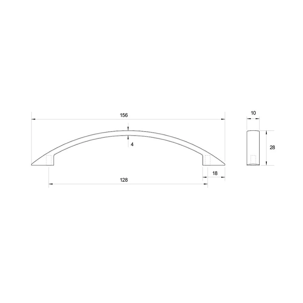 Kethy Flat Bow Handle D1517 - Available in Polished Chrome and Stainless Effect - Image 2