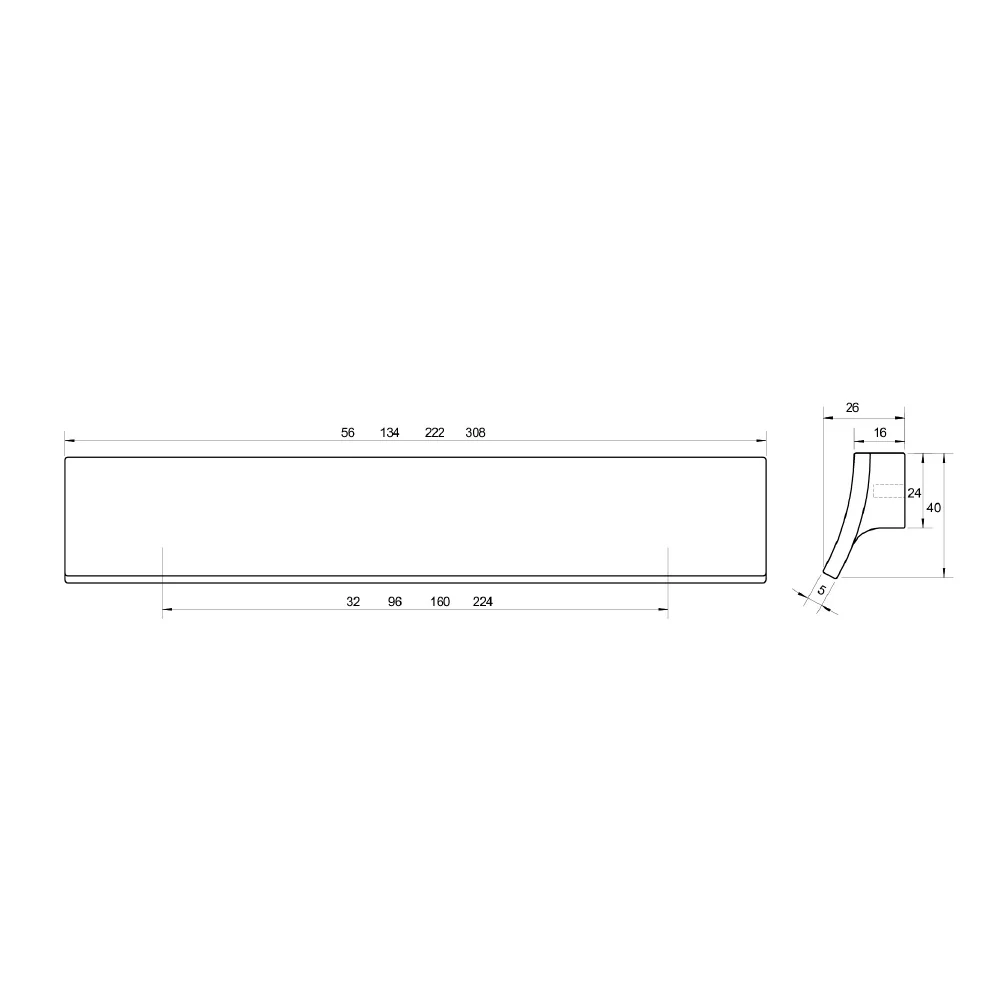 Kethy Tofu Cabinet Handle L552 - Available in Various Finishes and Sizes - Image 2