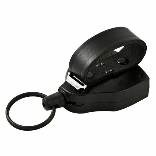 KEY-BAK SUPER48 Retractable Key Holder KBS48LEK Leather Clip 1.2m Cord Black - Image 2