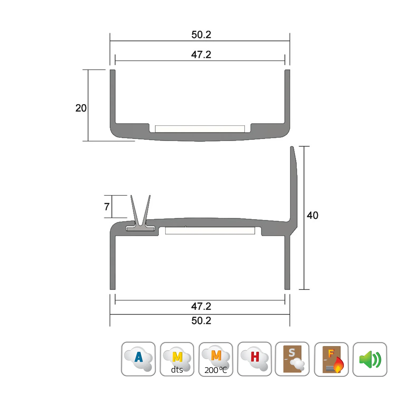 Kilargo Aluminium Meeting Style Seal for Single Action Fire Door - Available in Various Sizes - Image 2
