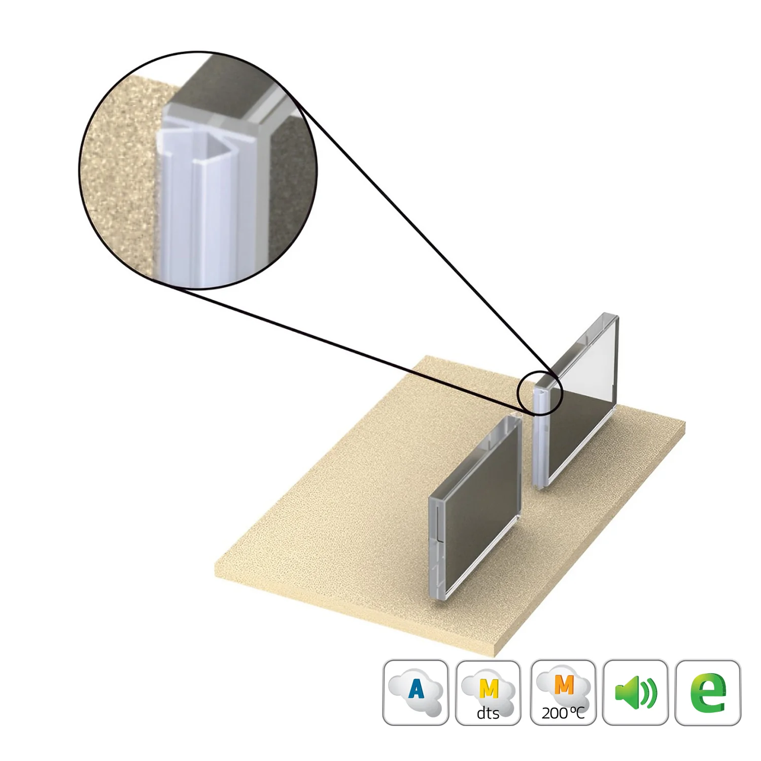 Kilargo PVC self adhesive edge seal for frameless glass doors 2500mm Clear PVC IS7400FG-2500