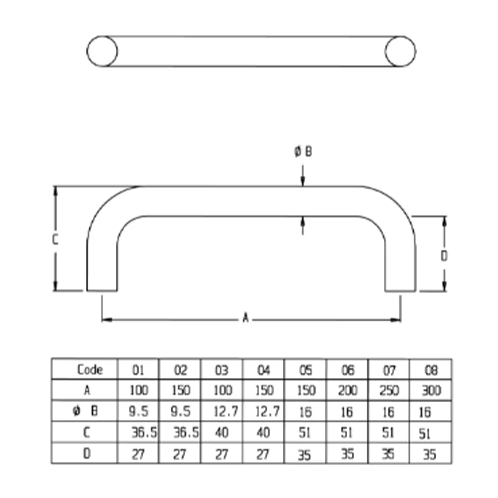 Legge D Pull Handle 150mm Satin Stainless Steel L1351SSS-02 - Image 2
