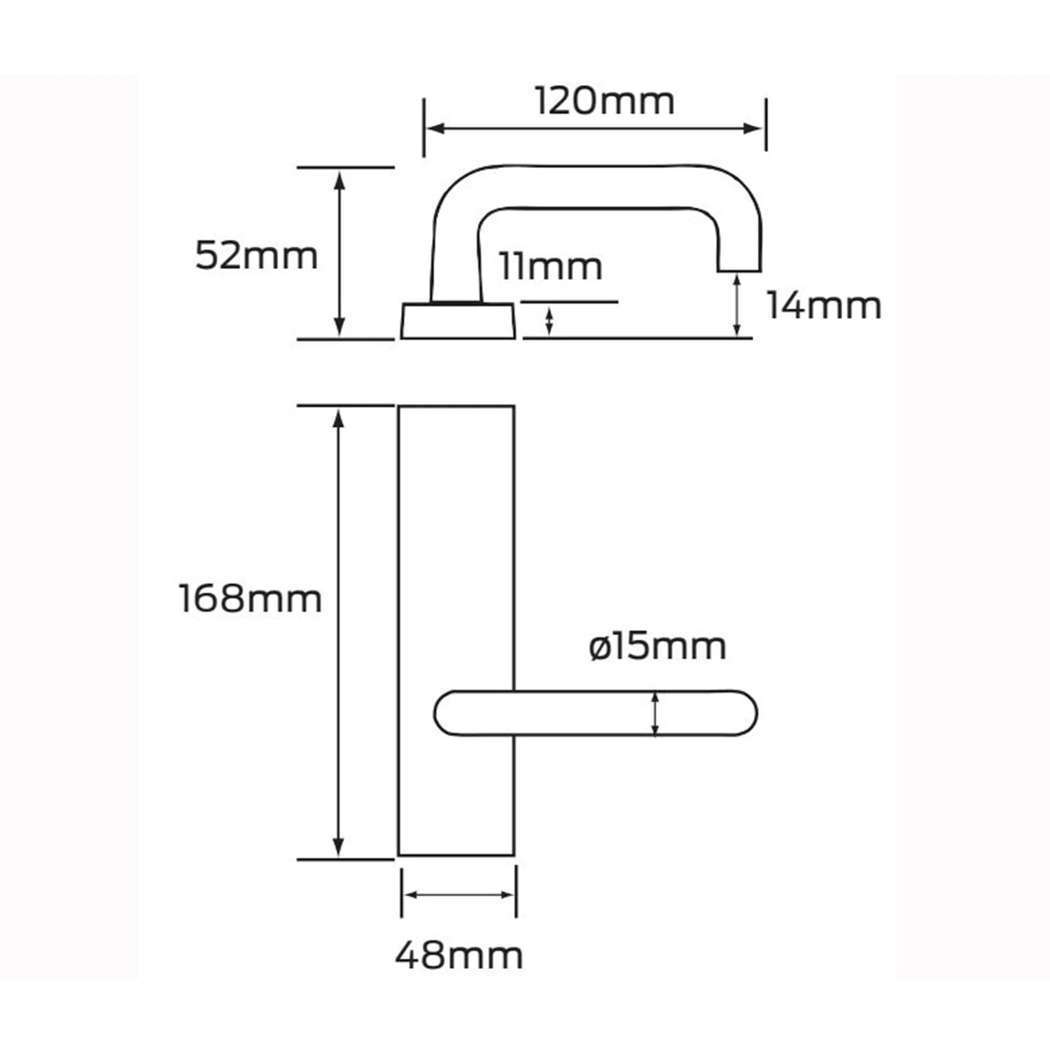 Legge External Lever On Plate Cylinder Hole Alpha 29 Lever Matt Black 702/29MB - Image 2