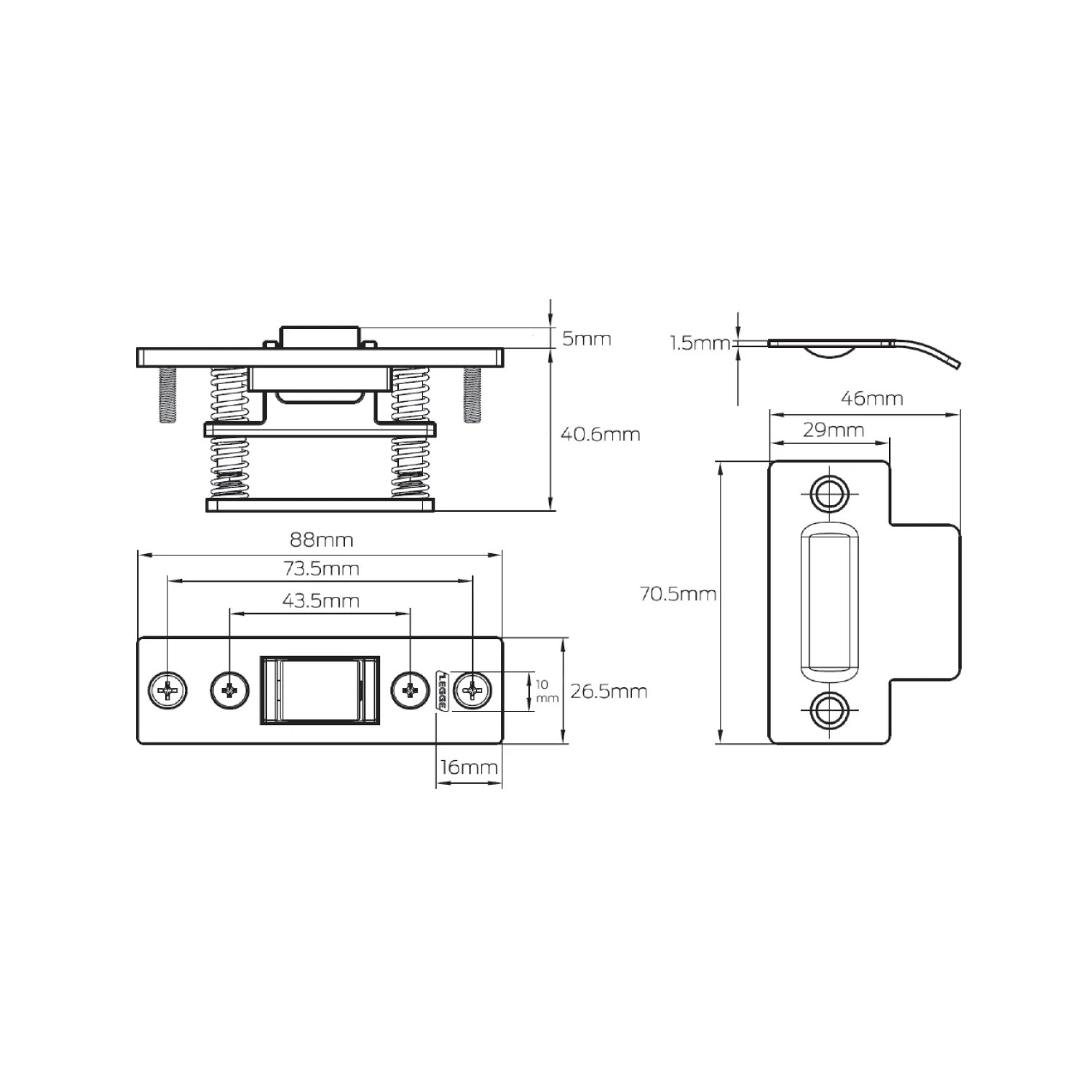 Legge Heavy Duty Roller Catch Fire Rated Satin Stainless Steel L15211SSS - Image 2