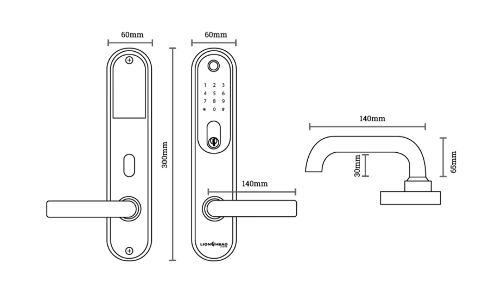 Lion Head Bondi Luxe DDS Compliant Digital Slimline Door Lock - Available in Black and Silver Finish - Image 4