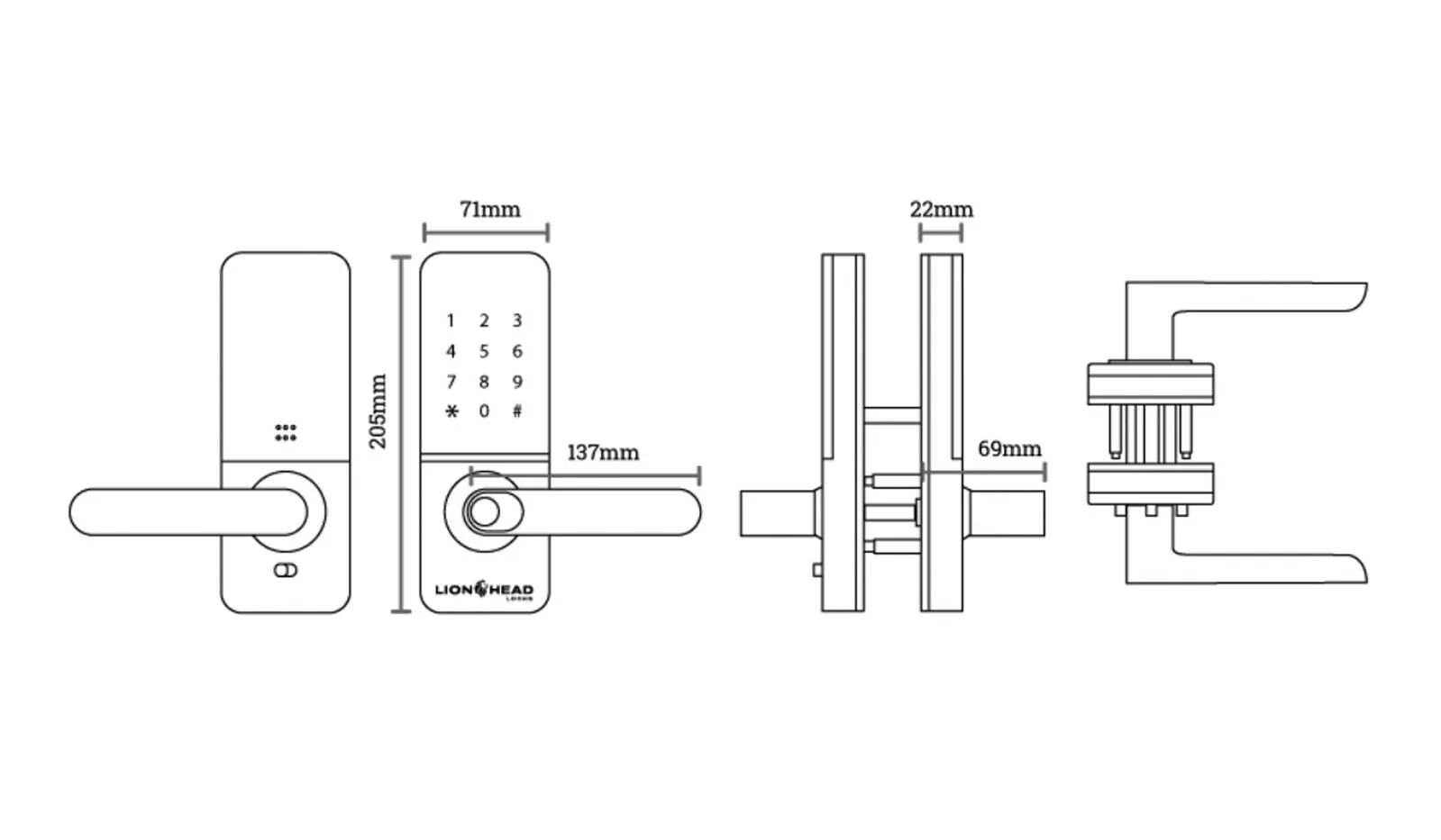 Lion Head Regent Luxe Digital Entrance Door Lock with Built In Wi-Fi - Available in Various Finishes - Image 3
