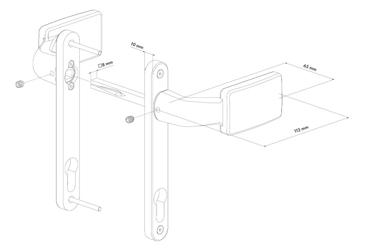 Locinox 3006FIX Aluminium Handle Set w/ Free Exit & Blocking Option - Available in Various Finishes - Image 3