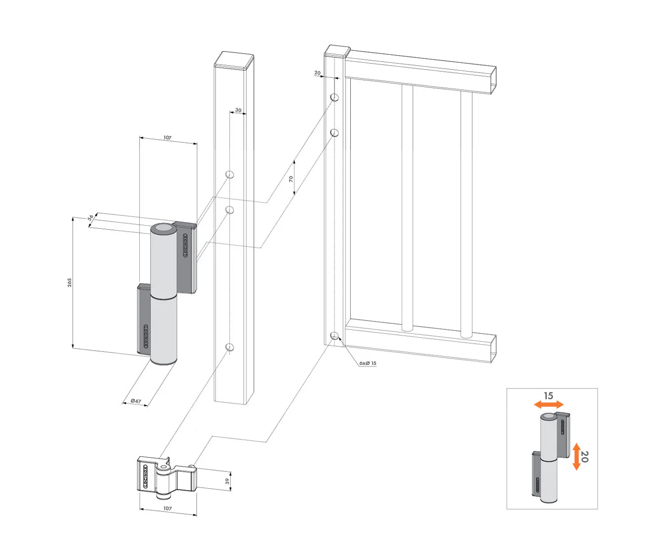 Locinox Tiger Compact Hydraulic Hinge and Gate Closer in One - Available in Matt Black and Silver - Image 4