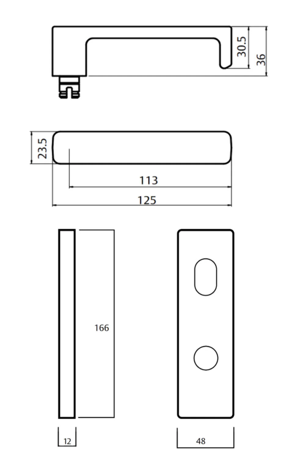 Lockwod Square End Plate with 76 Lever - Available in Various Finishes - Image 2