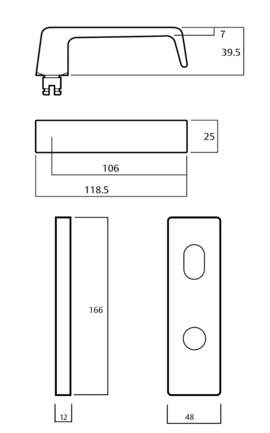 Lockwod Square End Plate with 90 Lever - Available in Various Finishes - Image 2