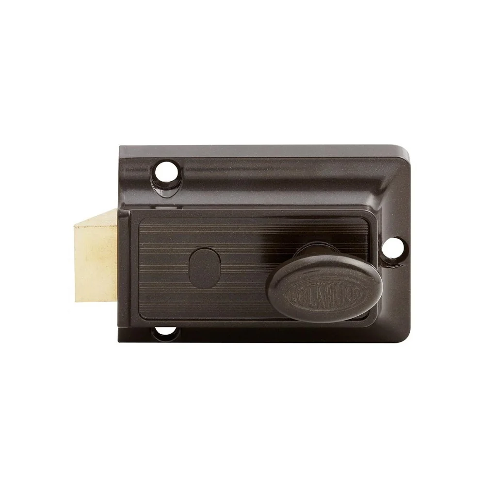 Lockwood 100-4 Door Lock Rim Night Latch Outward Opening No Cylinder Brown 100-4NOCYL