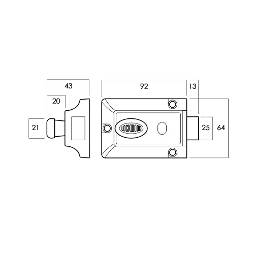 Lockwood 100-4 Door Lock Rim Night Latch Outward Opening No Cylinder Brown 100-4NOCYL - Image 2