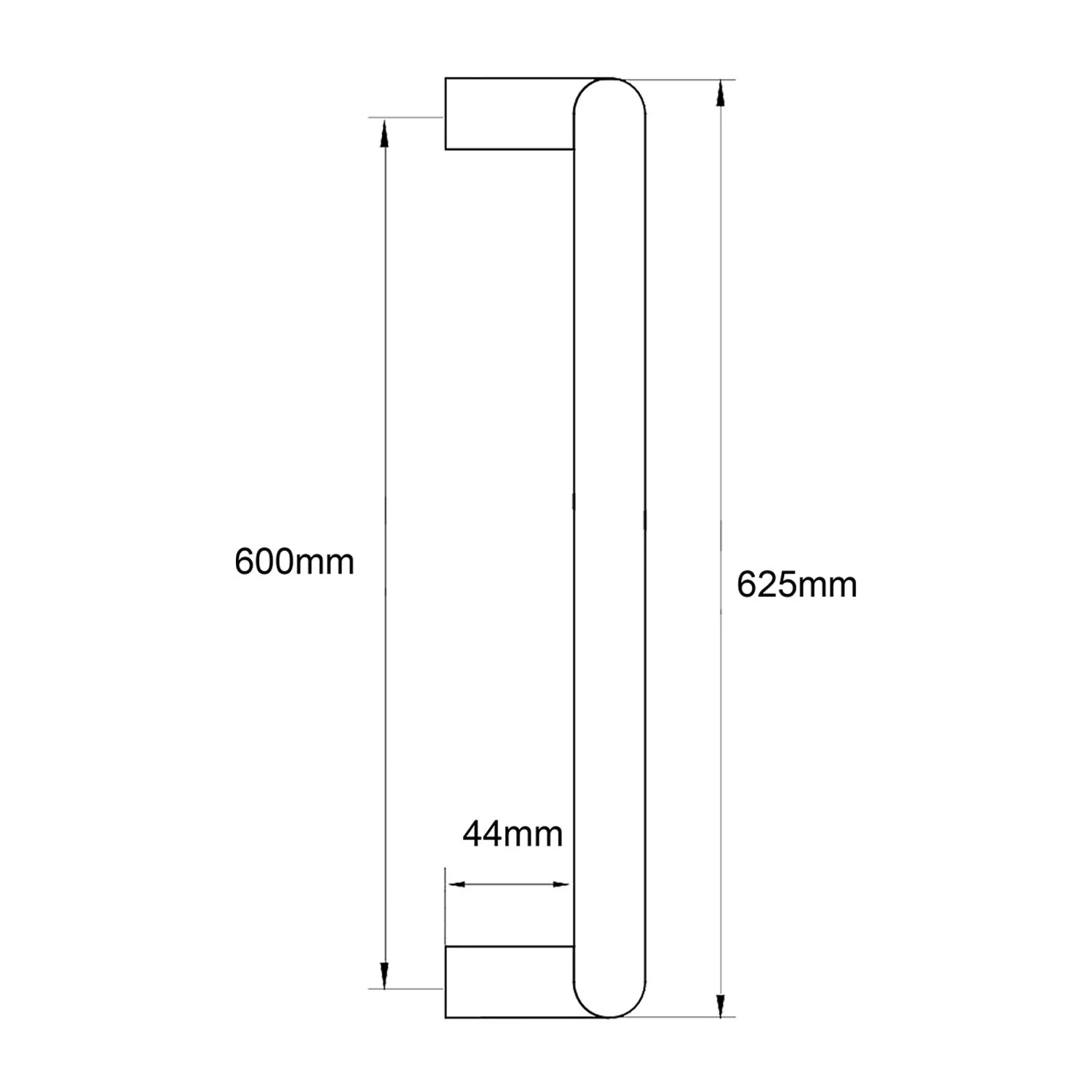Lockwood 148 Entrance Handle Half Set 600mm CTC with Disk Fix Satin Stainless Steel 148X600HSSS - Image 2