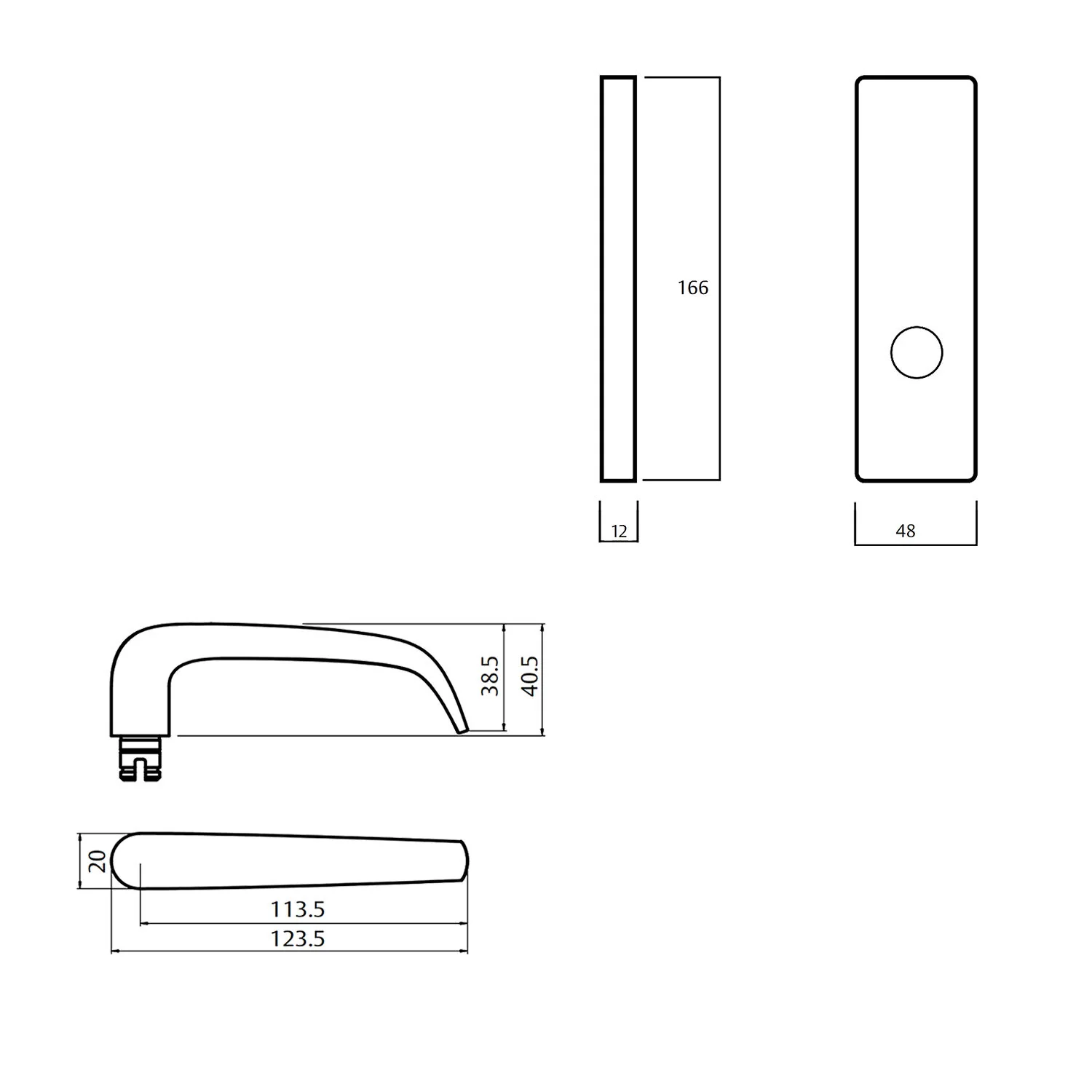 Lockwood 1805 Square End Plate with 180 Lever - Available in Various Finishes - Image 2