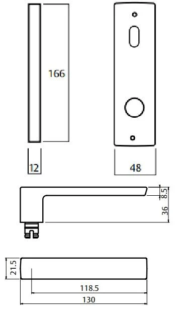 Lockwood 1904 Square End Plate With Turn & 101 Lever Satin Chrome 1904/101SC - Image 2