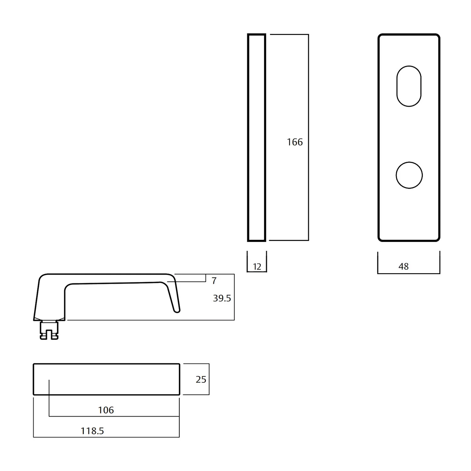 Lockwood 1904 Square End Plate With Turn and 90 Lever - Available in Various Finishes - Image 2