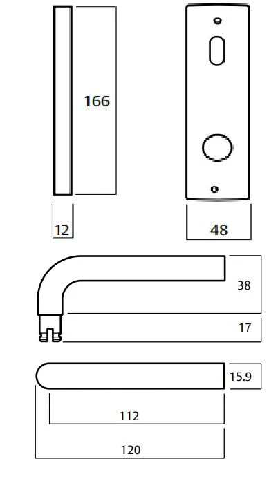 Lockwood 1904 Square End Plate With Turn and 97 Lever Satin Chrome 1904/97SC - Image 2