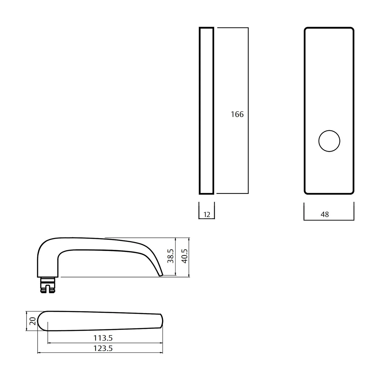 Lockwood 1905 Square End Plate With 180 Lever - Available in Various Finishes - Image 2