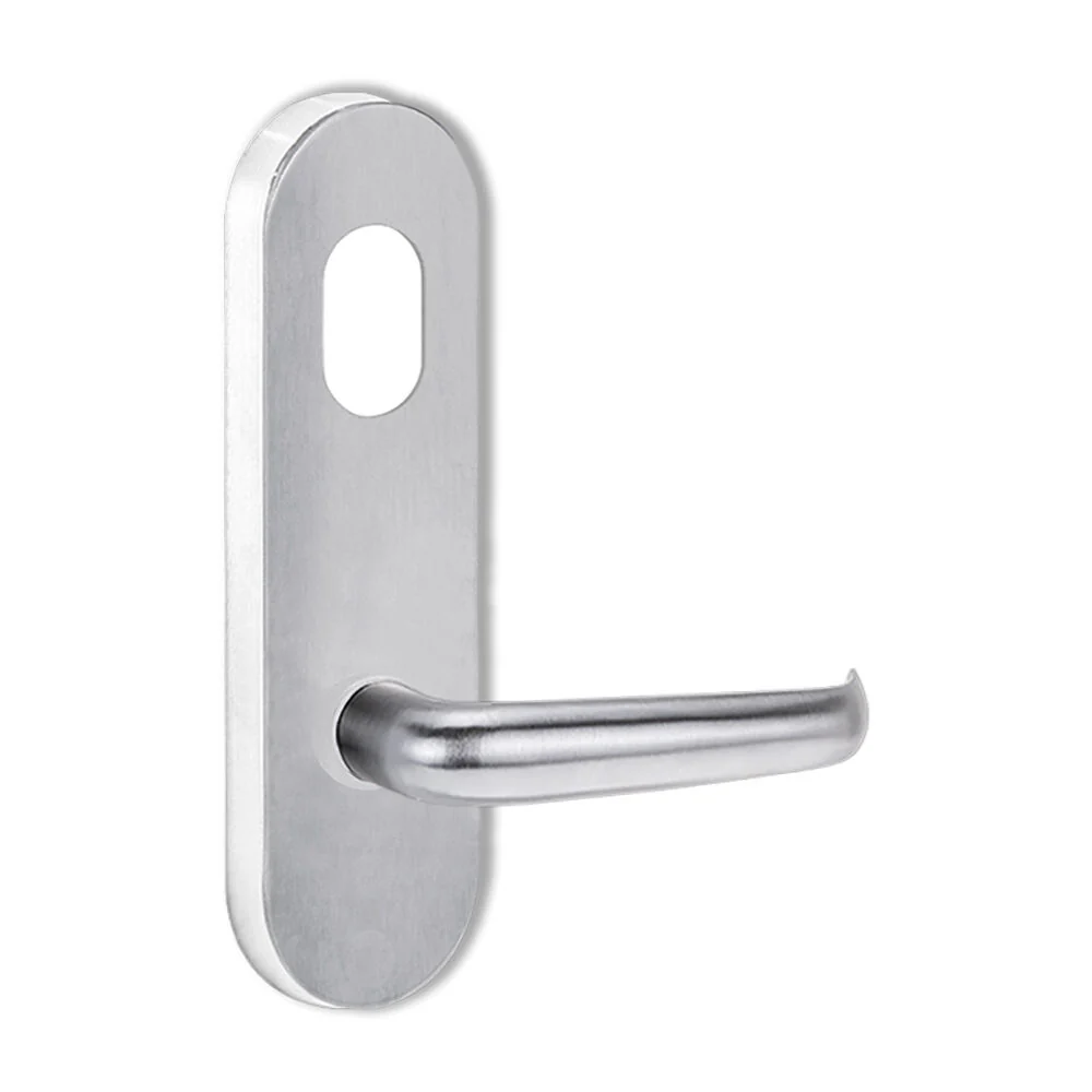 Lockwood 2801 Round End Plate With Cylinder Hole and 180 Lever Satin Chrome 2801/180SC