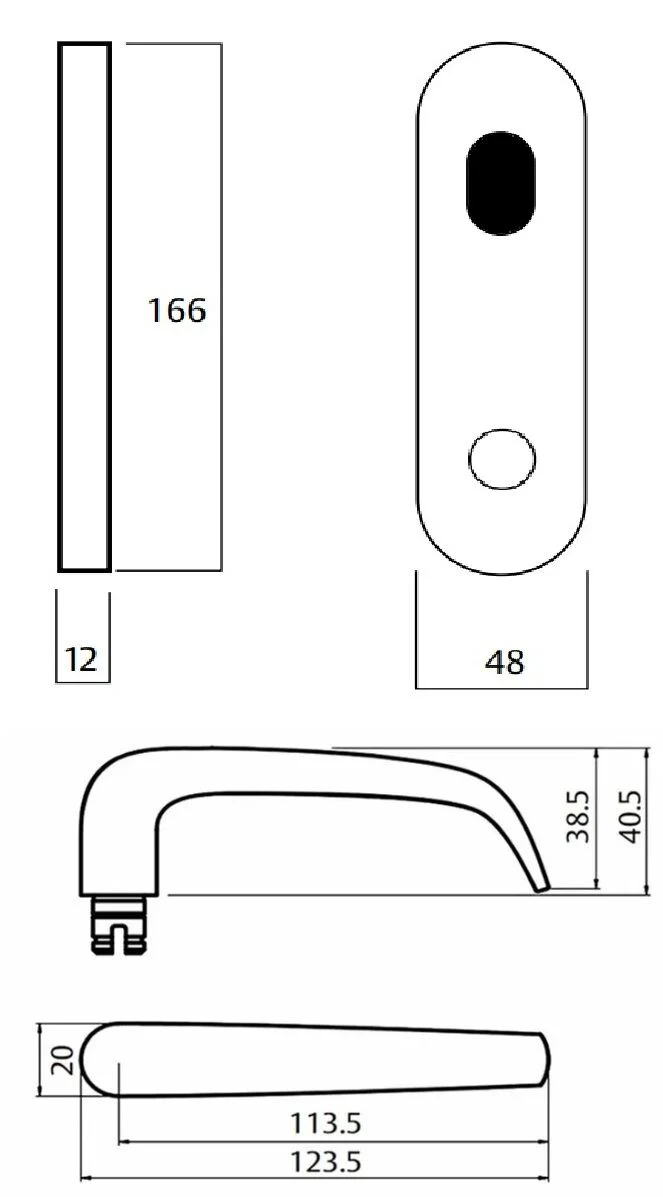 Lockwood 2801 Round End Plate With Cylinder Hole and 180 Lever Satin Chrome 2801/180SC - Image 2
