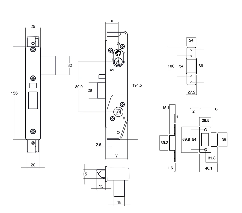 Lockwood 3782 Narrow Mortice Lock Kit Matt Black Classroom 3782KIT05MBK - Image 2