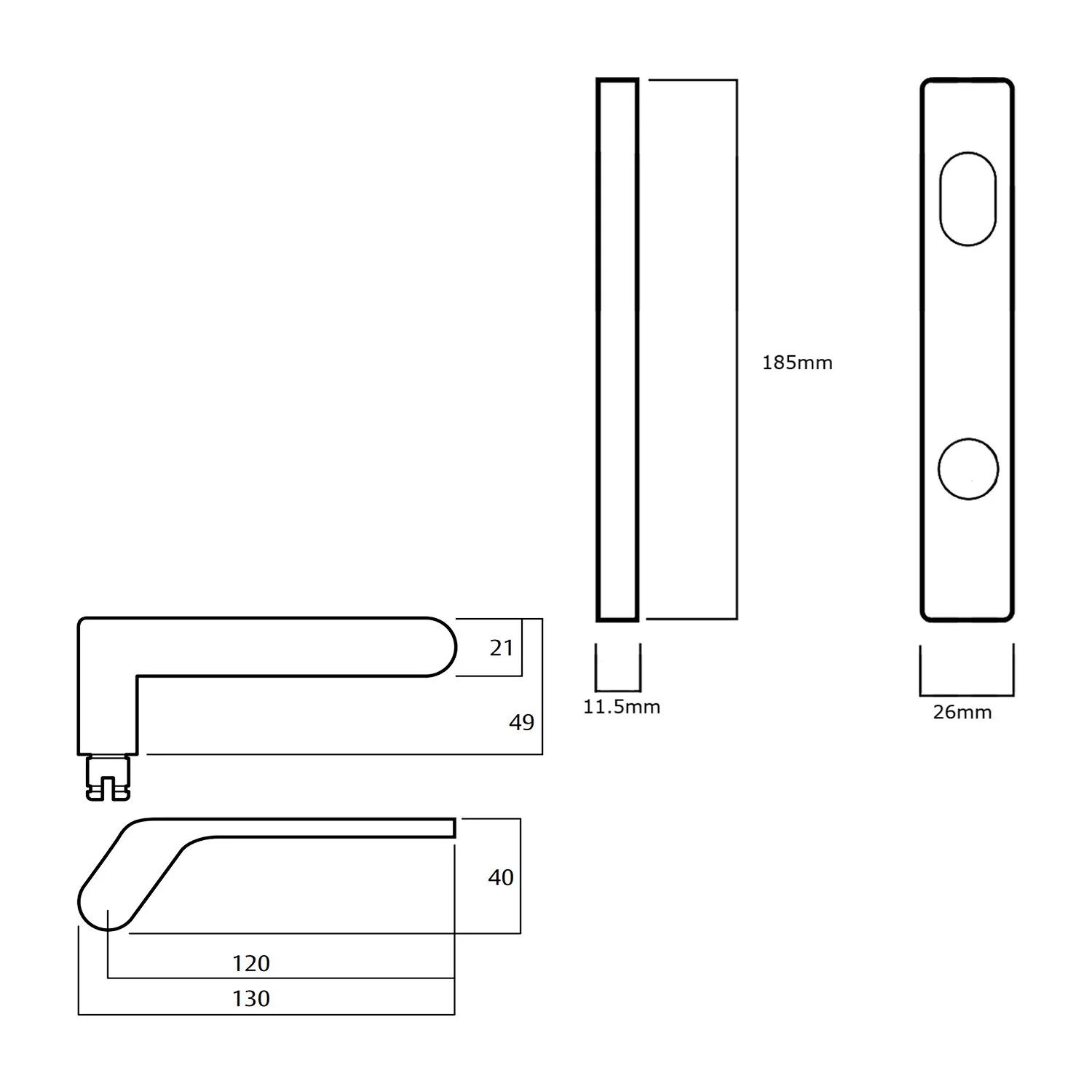 Lockwood 4701 Square End Plate With Cylinder Hole and 41 Lever - Available in Various Handing - Image 2