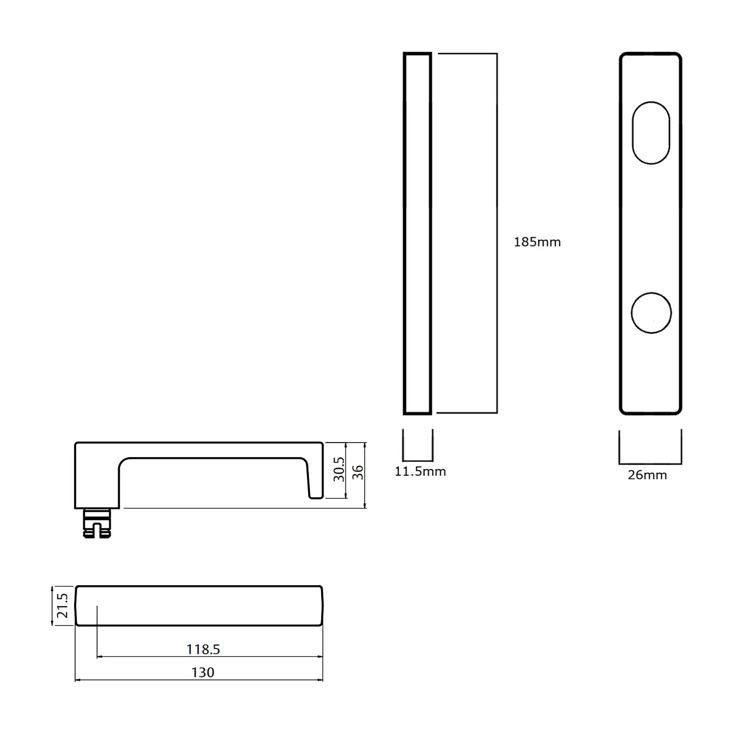 Lockwood 4704 Square End Plate With Turn and 111 Lever - Available in Various Finishes - Image 2