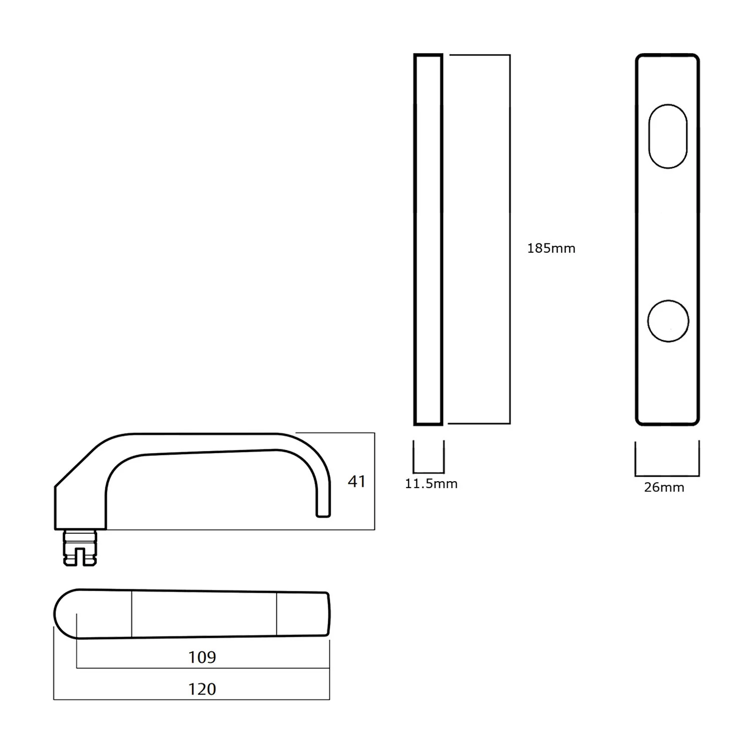 Lockwood 4704 Square End Plate With Turn and 74 Lever - Available in Various Finishes - Image 2
