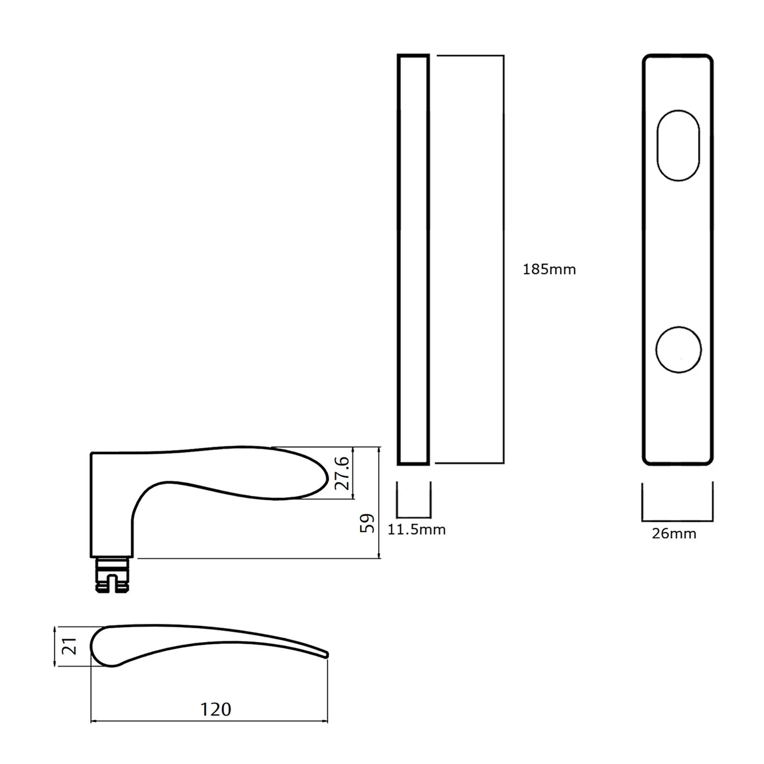 Lockwood 4904 Square End Plate With Turn and 153 Lever - Available in Various Handing - Image 2